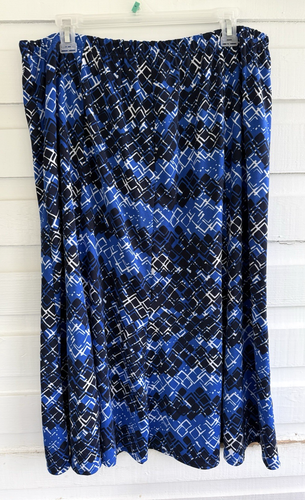 Kim Rogers Damengröße 1X blau schwarz & weiß Übergröße langer Rock