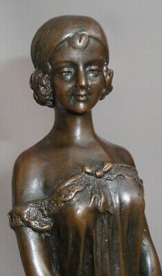 Comprar Estatua Hija Art Deco Estilo Art Nouveau Estilo Bronce Sólido Firmado