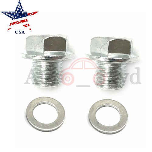 2PCS Engine Oil Pan Drain Bolt Plug W/ Washer For Honda Civic Accord