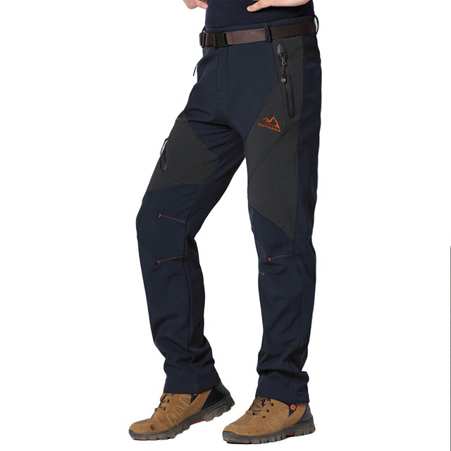 Men's Waterproof Mountain Hiking Pants Fleece Lined 4 Zip Pockets