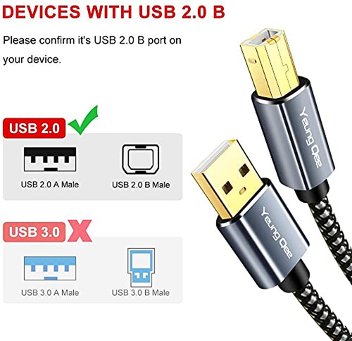 Printer Cable 6 Ft,Usb Printer Cable High Speed USB 2.0 a Male to Type B Male Pr - Picture 6 of 12