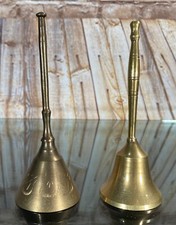 Vintage Full Brass Bronze Teachers School Bells or Dinner Calls 5-1/2" Christmas