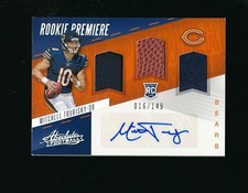 Mitch Trubisky 2017 Panini Absolute Patch Relic Ball Rookie Auto Card RC #/149