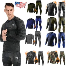 Men Camo Thermal Soft Fleece Lined Long Johns Warm Underwear Top+Pants 2PC Set
