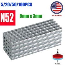 5-100X N52 Neodymium Magnets Round Disc Super Strong Rare Earth 8mm X 3mm Fridge