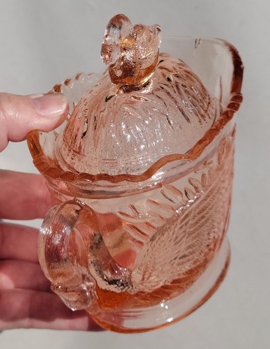 Vintage WESTMORELAND Pink Glass "Swan" CREAMER w/LID - Picture 5 of 9