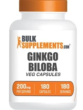 BulkSupplements Ginkgo Biloba Extract Capsules - 200mg - 180 Capsules