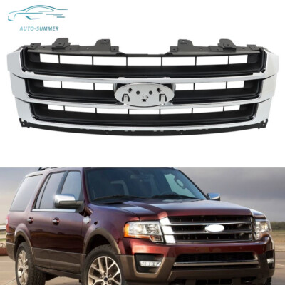 Fit For 2015 2016 2017 Ford Expedition Front Upper Grill Grille Set ABS Plastic