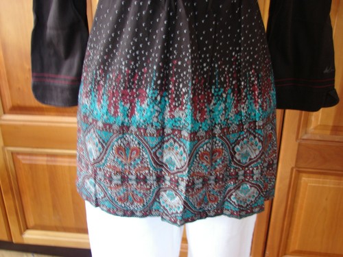 previously worn Mantaray (Debenhams) size 12 dark brown tunic with paisley trim - Picture 6 of 11