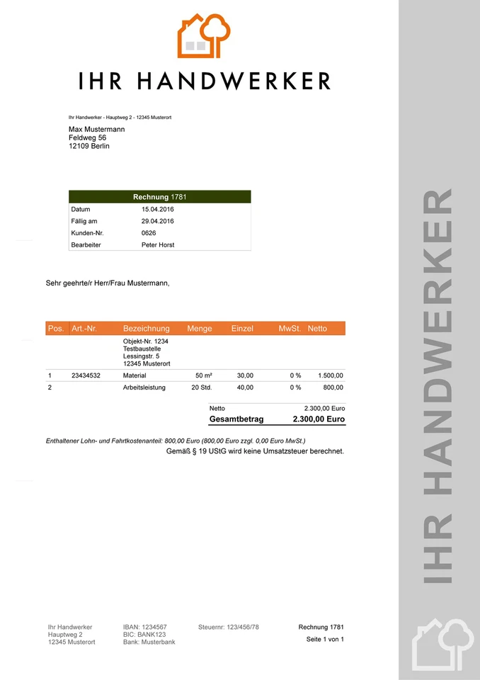 Rechnungsprogramm Handwerker-Software Programm für alle Gewerke,Handwerksbetrieb - Bild 3 von 4