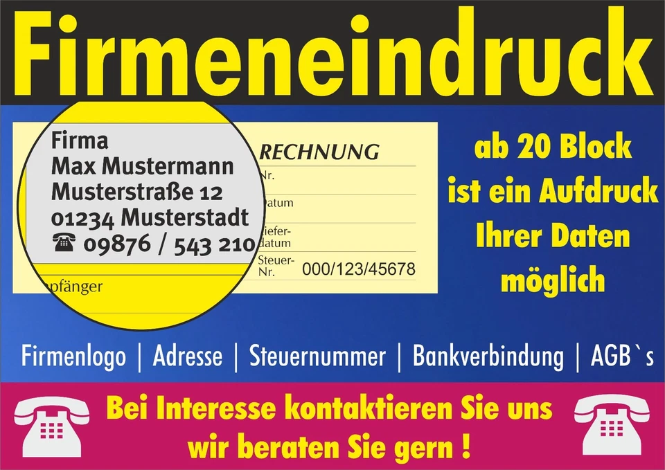 RECHNUNGSBLOCK f. Kleinunternehmer, DIN A5 selbstdurchschr, 2x50 BLATT, RECHNUNG - Bild 4 von 4