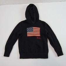 vintage ralph lauren boys sweater flag hooded Size 5