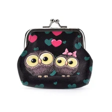 Pair of Owls Lock Coin Change Purse - New