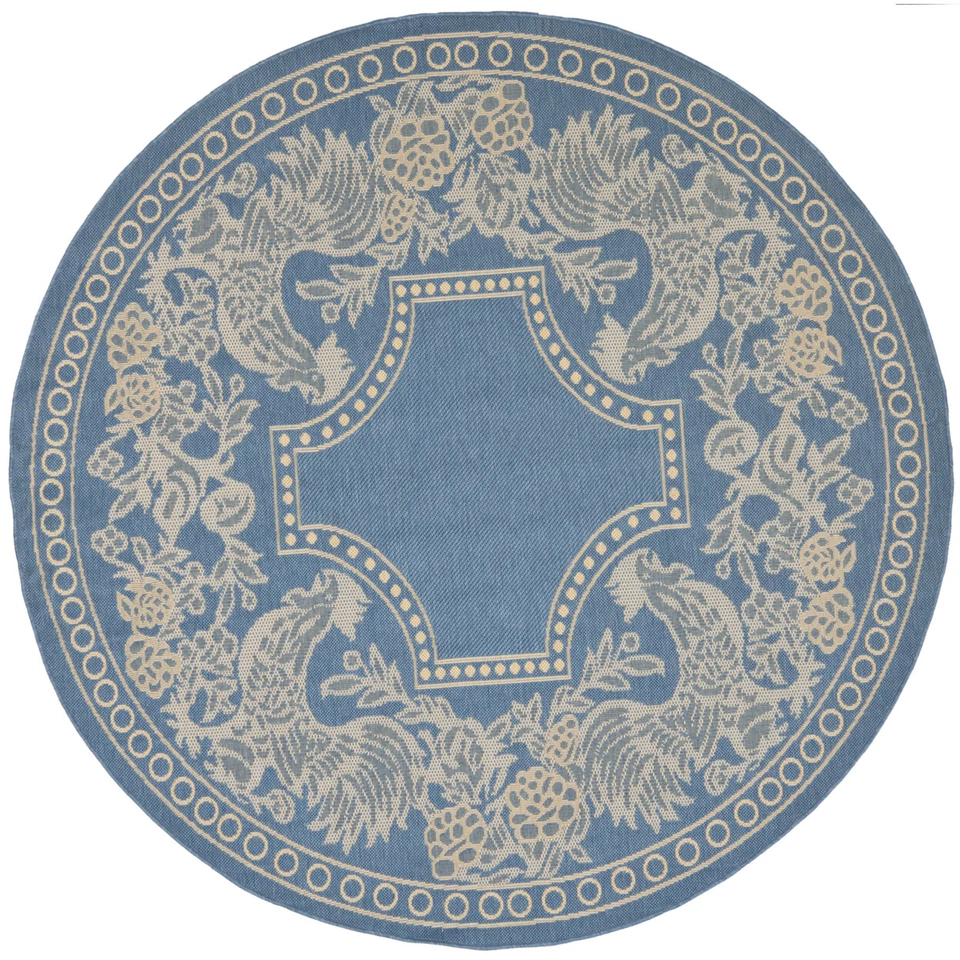 SAFAVIEH Outdoor CY3305-3103 Courtyard Blue / Natural Rug - Image 3 of 4