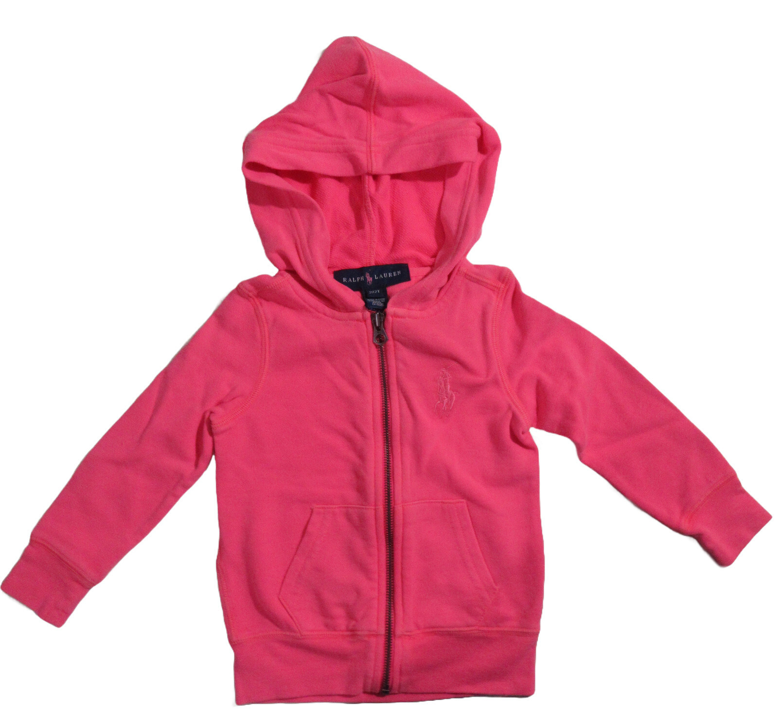 Polo Ralph Lauren Giacca con Cappuccio Ragazze Rosa con Grande Pony Rosa 2T o 3T