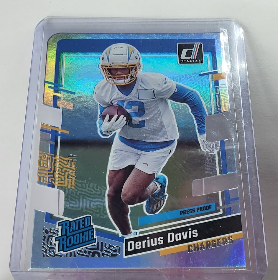 2023 Donruss Derius Davis Rated Rookie Silver Press Proof SP No. 351 LA /75