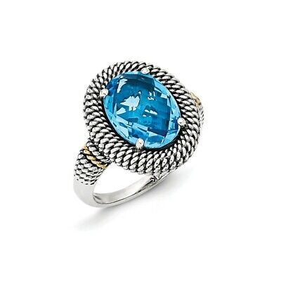 Shey Couture Sterling Silver with 14k London Blue Topaz Ring Size 7 