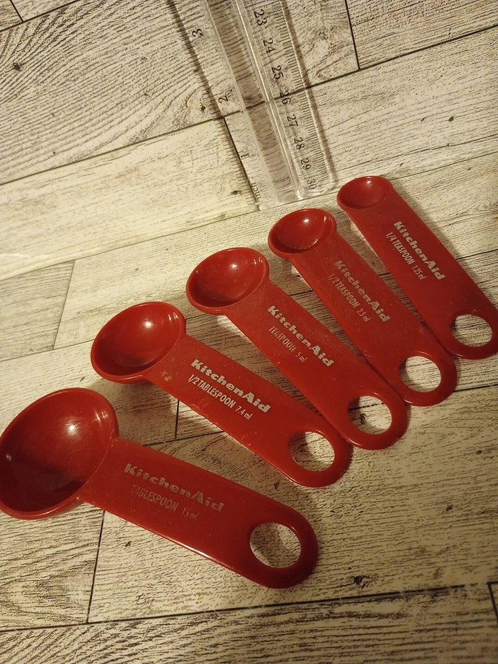 5 Burgundy Kitchenaid Measuring Spoons Baking Cooking  - Image 2 of 4