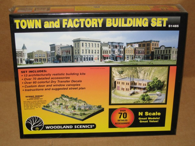 woodland scenics town and factory building set