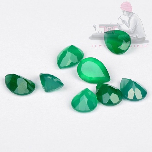 9x7mm Pear Cut Natural Green Onyx Loose Gemstone 100 Pieces - Picture 6 of 8