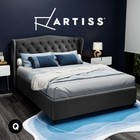 Artiss Bed Frame Queen Size Mattress Base Wooden Platform Fabric Charcoal PIER