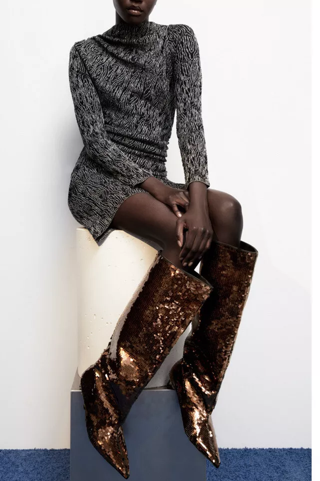 Sequin knee deals boots