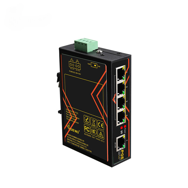 5 Ports POE Switch 10/100Mbps Industrial Fast Hub Ethernet Switch DIN Rail Type