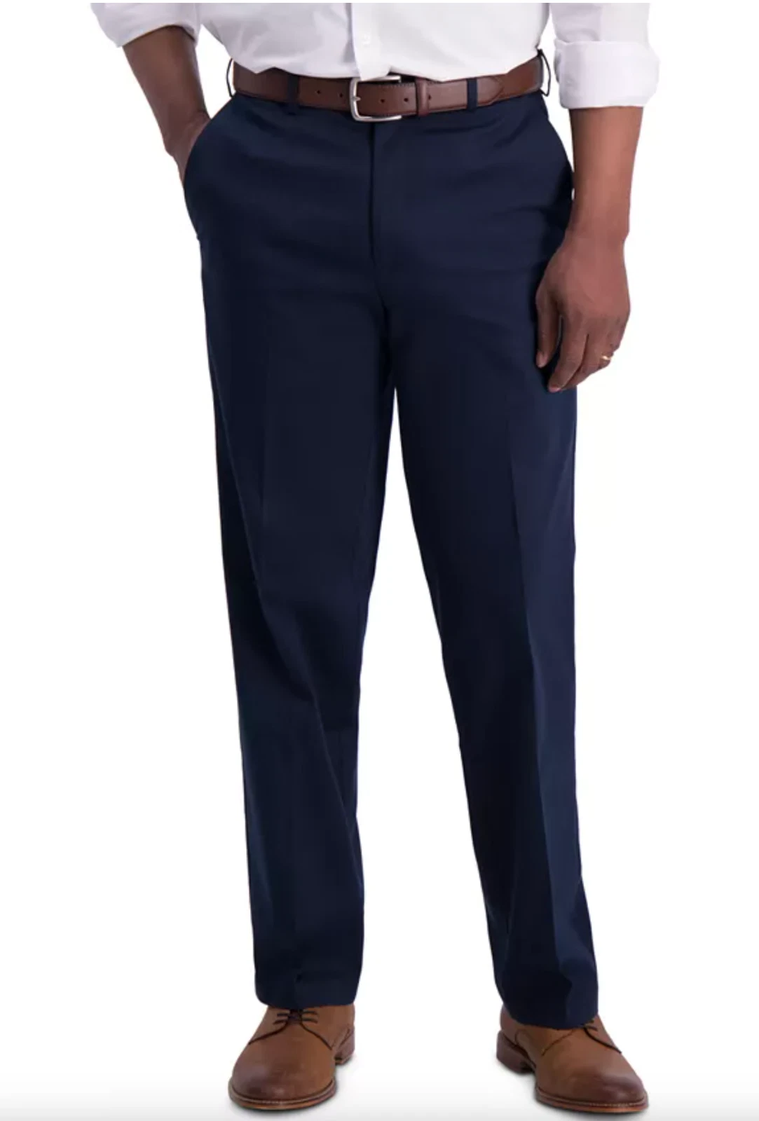 Haggar Men Premium Iron Free Khaki Classic Fit Expandable Waist Flat Front Navy
Opens in a new windo