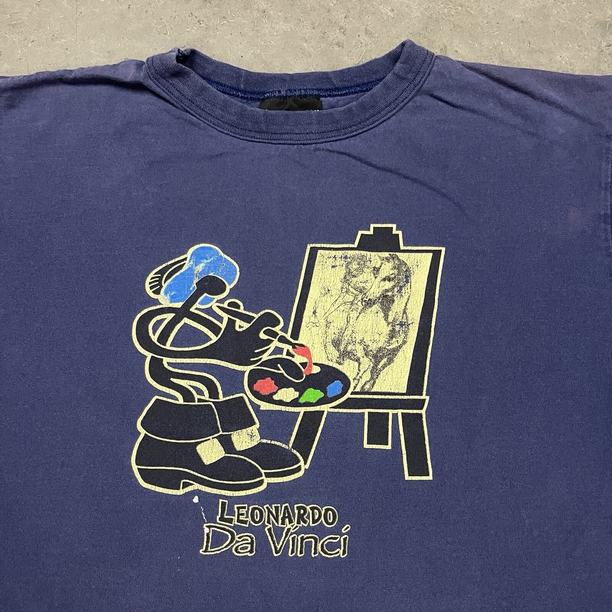 トップス 90s Leonardo da Vinci t-shirt Vintage 90s Leonardo Da Vinci Graphic Art T Shirt Blue S | eBay
