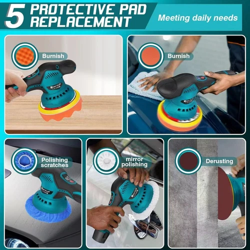 12VCordless Car Polisher Kit 8-Speed Buffer Polishing Machine Sander 2 Batteries - Picture 4 of 10