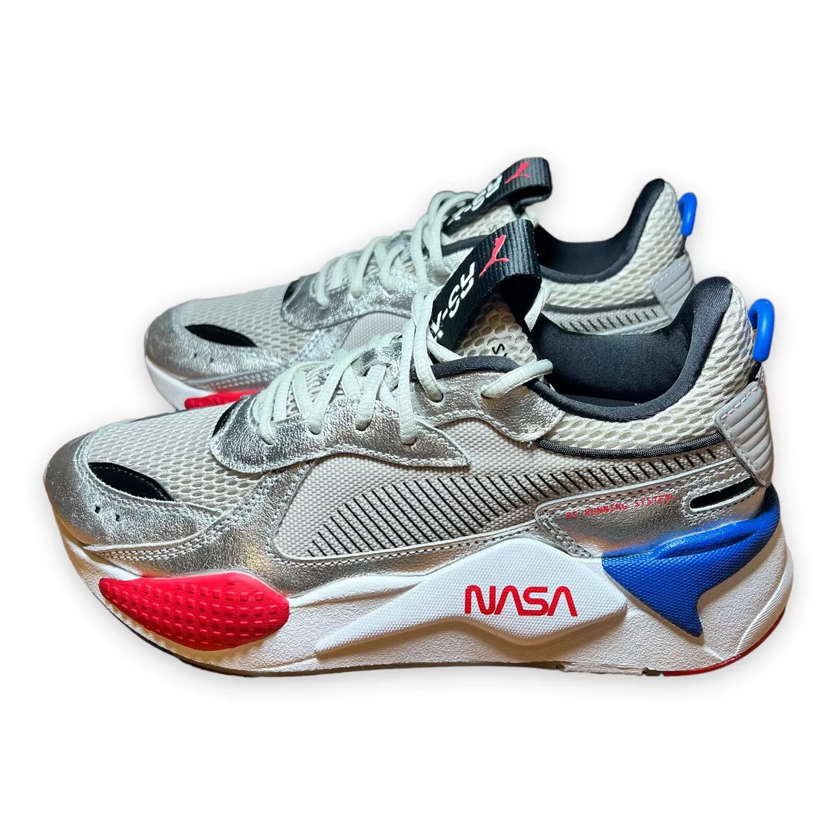 Puma RS-X Space Agency NASA Youth Shoes Size 6 Silver Red Blue 372954-01 |