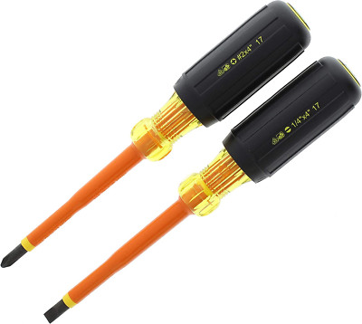 Electrical Insulated Screwdriver Set - 2 Piece, Orange, Cushion-Grip Handles