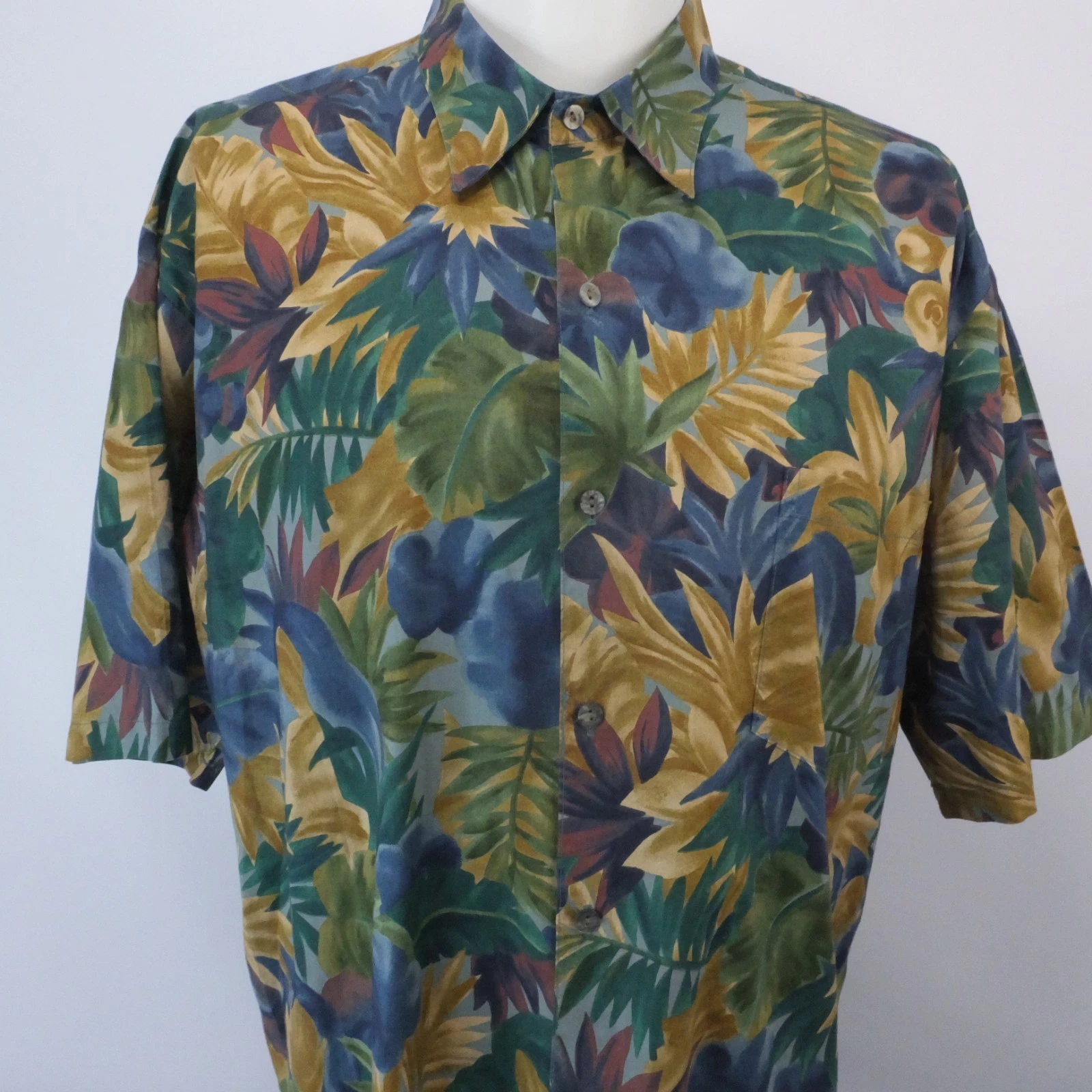 Tori Richards Men's 2XL Hawaiian Button Shirt Multicolor Palm Leaves Cotton Lawn