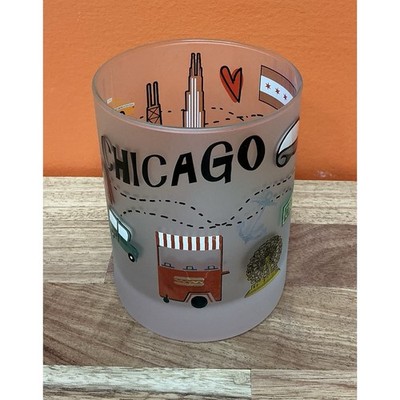 Chicago Landmarks Frosted Drinking Glass Souvenir