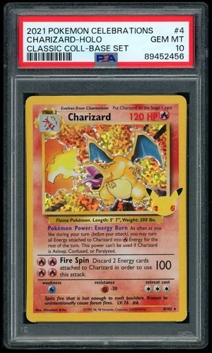 2021 POKEMON CHARIZARD-HOLO-BASE SET CELEBRATIONS CLASSIC COLLECTION #4 PSA 10