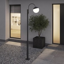 Garden Post Lantern Light Black 1 Lamp IP44 Glass Steel Outdoor Patio (H)227.4cm