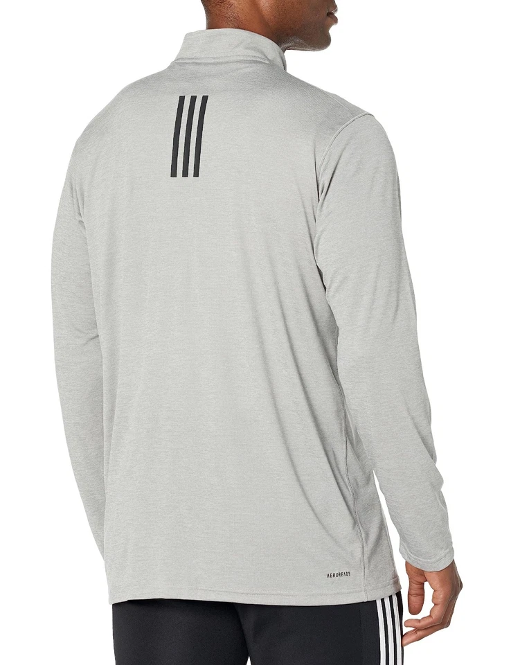 Adidas Hombre Essentials Entrenamiento Estacional Cuarto Cremallera, Gris Medio Jaspeado/Negro Foto 2 de 4
