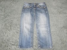 Miss Me Capri Jeans Womens 26 Cuffed Blue Embellished Pockets