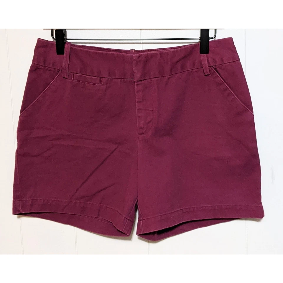 Pantalones Cortos Chinos Merona 4 Granate Cierre de Cremallera Bolsillos Para Mujer 100% Algodón Foto 4 de 4