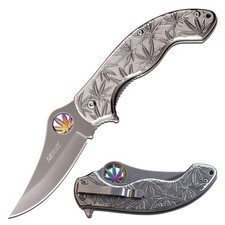 Cuchillo asistido por resorte MTech USA con mango de acero inoxidable pulido y clip de bolsillo