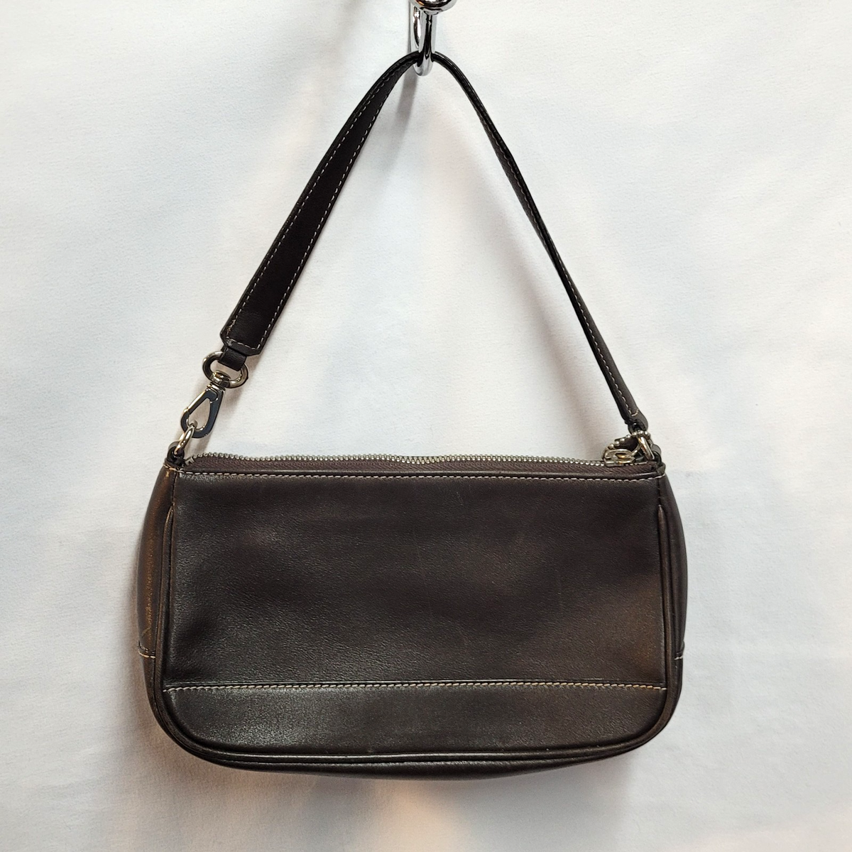 COACH #7785 Vintage Mahogany Brown Leather Demi Hampton Wristlet