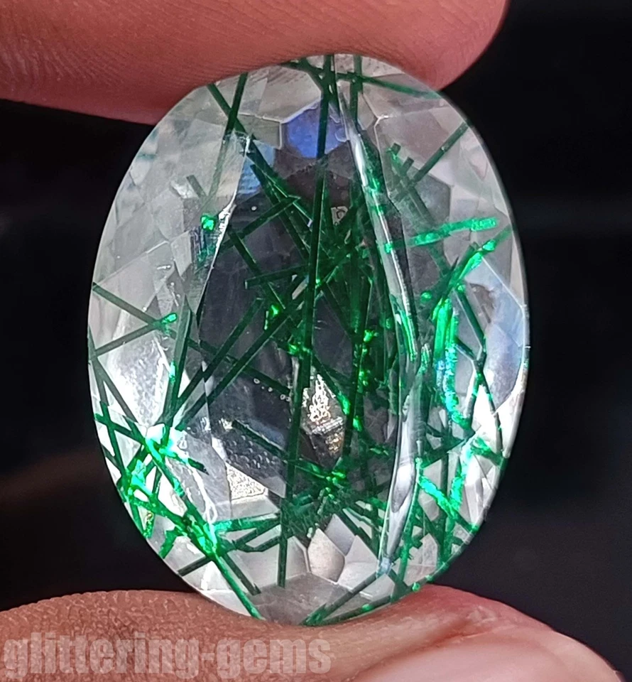 44 Ct Green Rutilated Quartz Oval Cut 25x13m IGL Certified Natural Gemstone 5ADX - Image 4 of 4