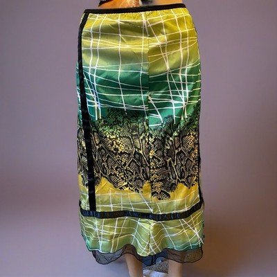 New Vintage 90s-Y2K Fashion Overdose Multicolor Satin A Line Skirt 2X Whimsigoth