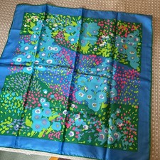 Vintage TOTES Rain Scarf Large 31x31 Periwinkle Watercolor Mod Poly Twill