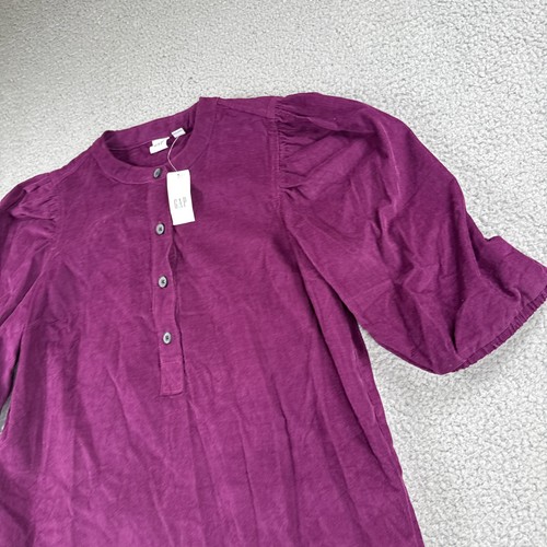 Gap Dress Womens S Purple Corduroy Short Puff Sleeve Buttons Cottage Prairie NWT - Picture 2 of 13