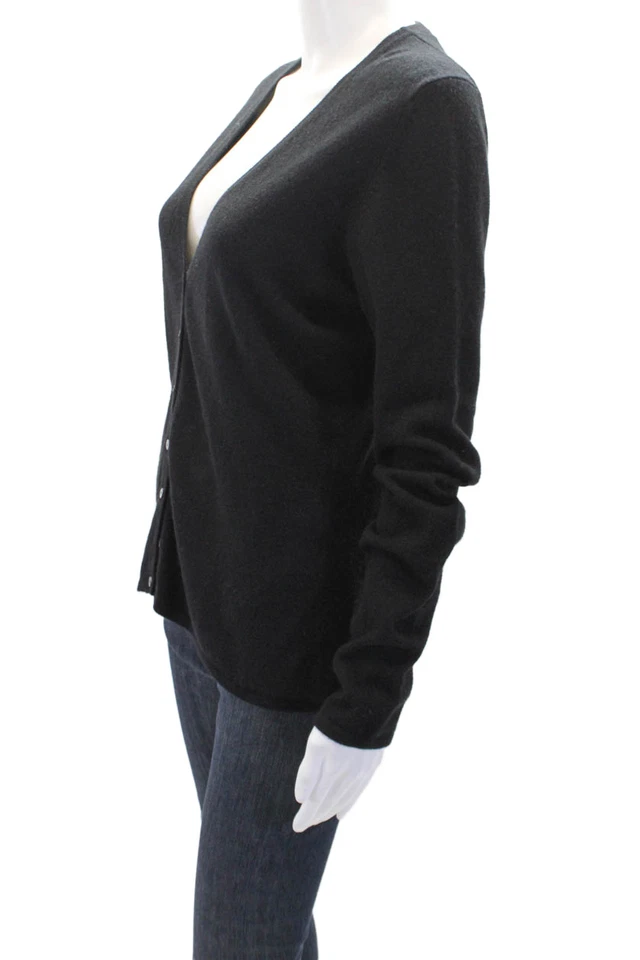 Saks Fifth Avenue Womens Cashmere Long Sleeve V-neck Knit Top Black Size M - Image 2 of 4