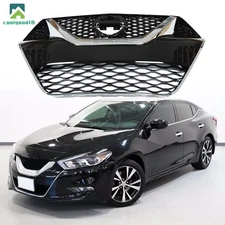 Plastic Front Bumper Grille For Nissan Maxima 2016 2017 Chrome+Black Grill Kit