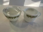 Vintage Corning Ware Pyrex Crazy Daisy Creamer and Sugar with Lid Set