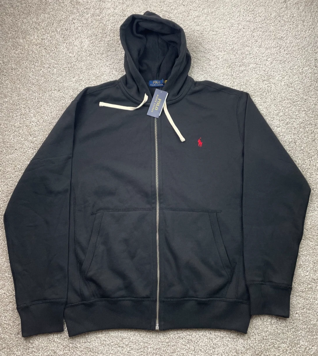 Polo Ralph Lauren Hoodie Sweatshirt Mens Large Tall Black Thermal Hood Big New
