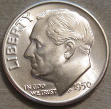 SELLING AS SHOWN - 1950 D UNCIRCULATED ROOSEVELT DIME *** 90% SILVER *** 384